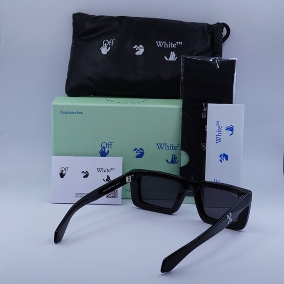 Off-White OERI043 JACOB 1007 Sunglasses Black Rectangle Frame, Grey Lenses - Picture 11 of 11